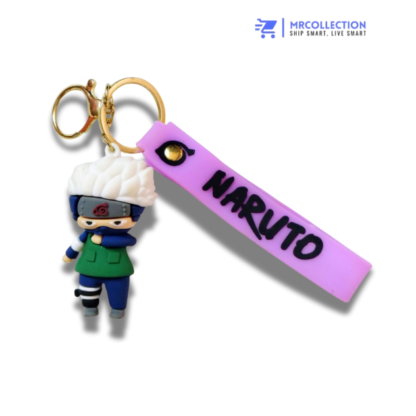 Kakashi Silicone Keychain – Premium 3D Anime Keyring with Blue Strap (Cute Mini Figure)
