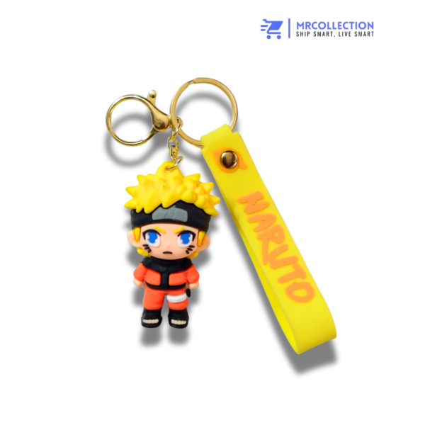 Naruto Silicone Keychain – Premium 3D Anime Keyring with Yellow Strap (Cute Mini Figure)